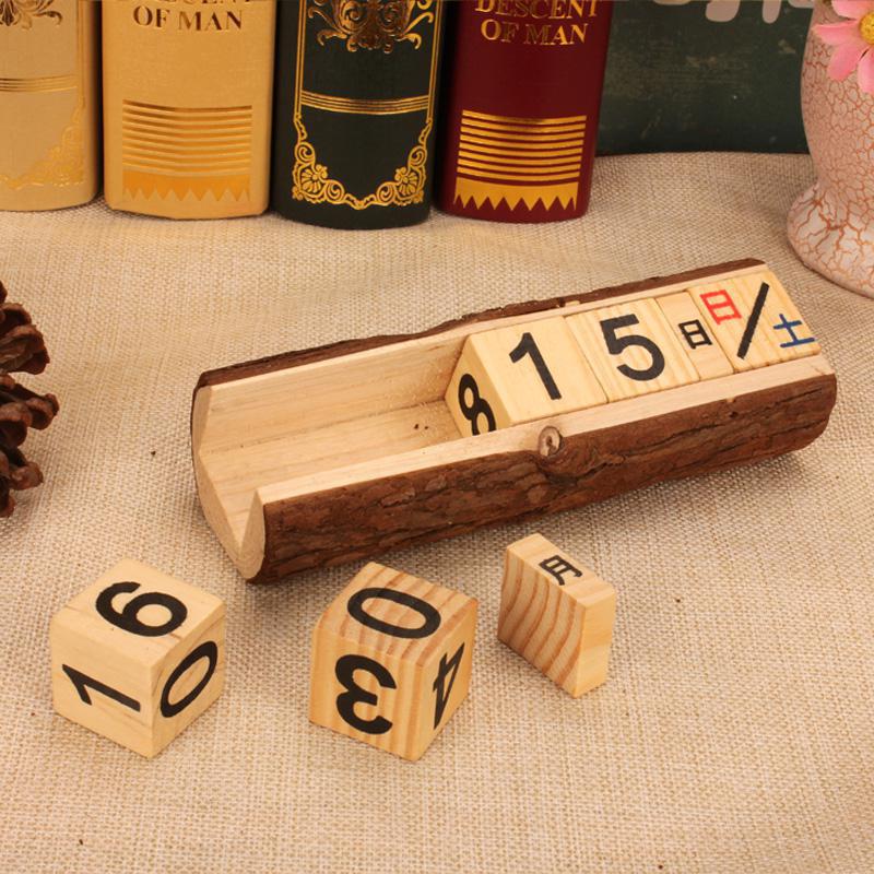 Calendario de madera Vintage Diy Calendario de escritorio Agenda organizador planificador diario Oficina Mesa Kawaii Accesorios