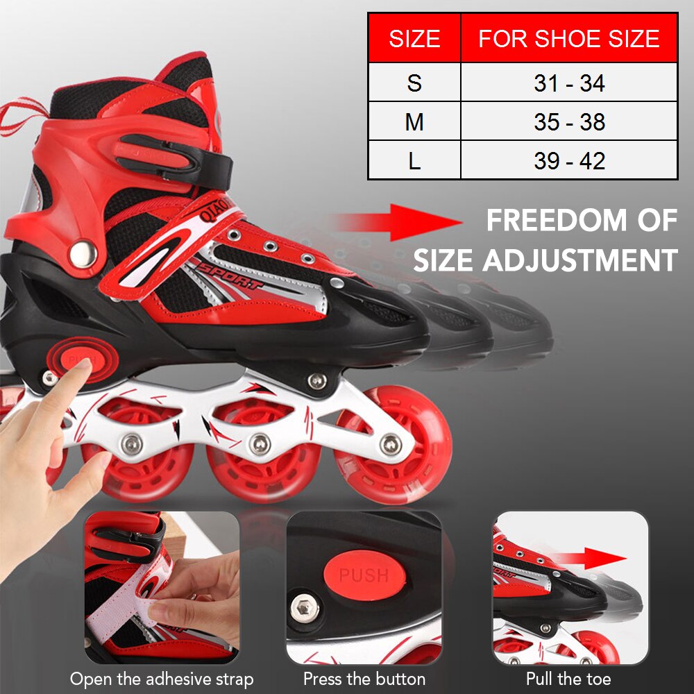 Boys Girl Women Adult Flat Roller skates Skating Shoes Sliding Inline Sneakers 4 wheels 1 Row Line Outdoor Training Gym Sports
