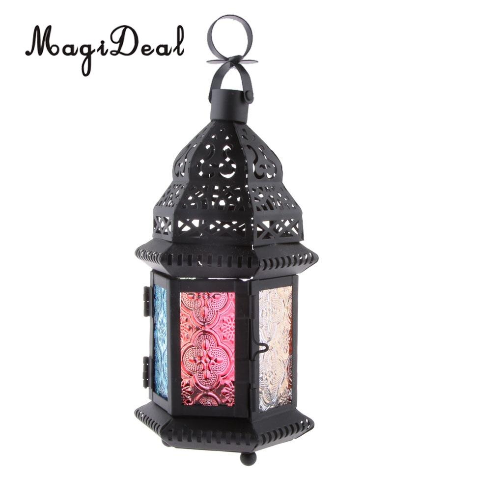 MagiDeal Metal Castle Moroccan Votive Candle Holder Hanging Lantern Home Centerpieces Decor