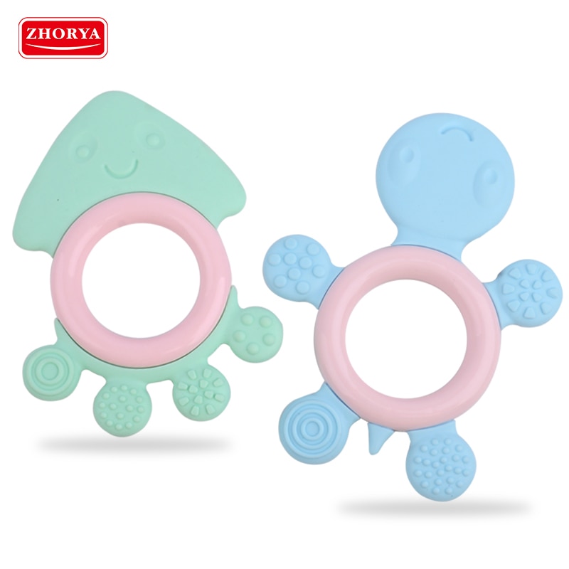 Zhorya Baby & Kleinkind Spielzeug Food Grade Silikon Beißring Rasseln Baby Zahnbürste Infant Ausbildung Zahn für kinder Baby