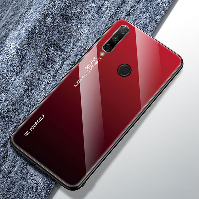 Luxus Fall Für Honor 9X9 X Premium Fall Gradienten Gehärtetem Glas Abdeckung Fall Für Huawei Ehre 9X globale Glas Fall Rüstung: For Honor 9X Global / Red Gradient Black