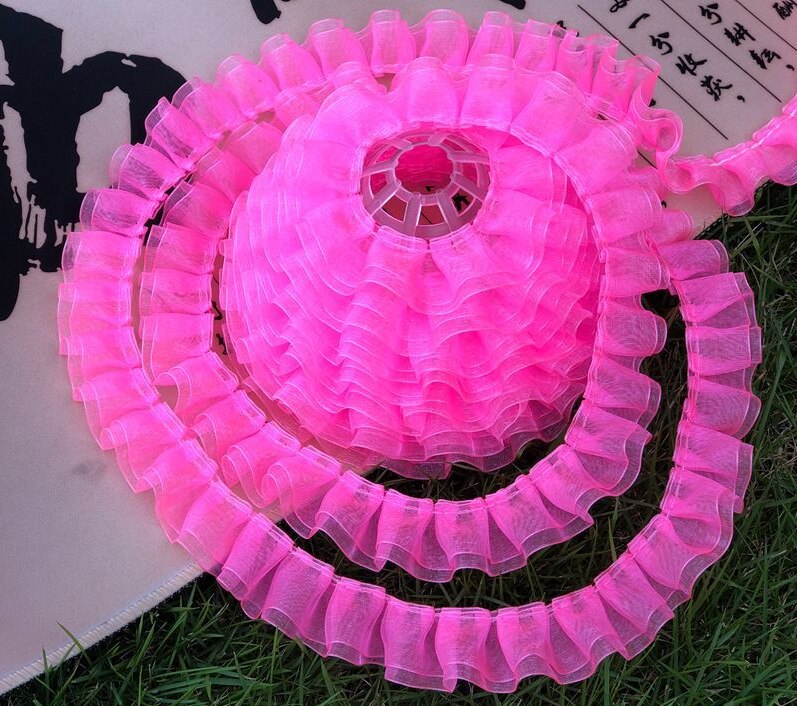 Sprzedam przez podwórze, 8 kolorów dostępnych, podwójna warstwa organzy zakładka wykończenia sukni ślubnej, suknia balowa, lalka # PT2020002: gorąco różowy