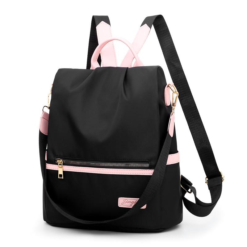 Moda mochila feminina mochila anti-roubo portátil náilon à prova dlarge água grande capacidade mujer sacos de ombro: Black