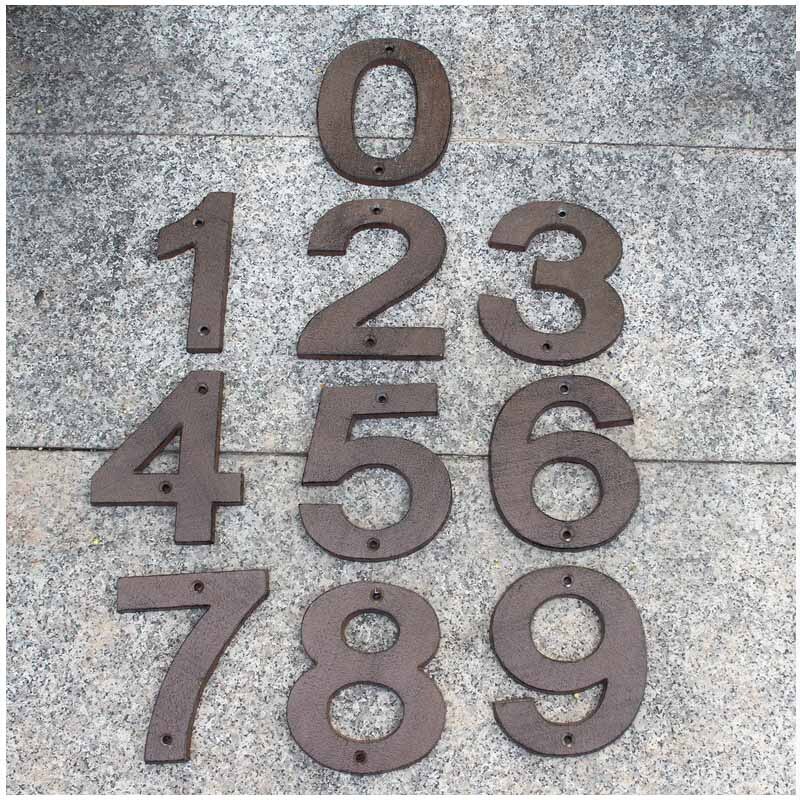 Decorative Door Plaque Letters Numbers Retro Cast Iron Metal DIY House Doorplate Letter Symbol Home Decor Number Signs