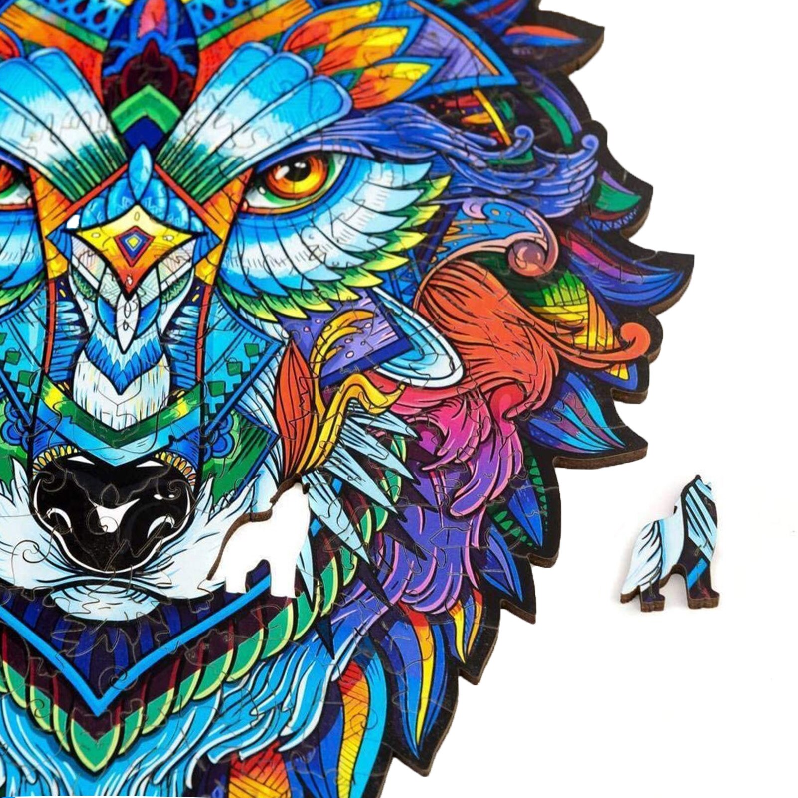 Wolf Shape DIY Wooden Puzzle For Adults Children Wooden Puzzles Animal Wooden Jigsaw Puzzle for Kids Toys