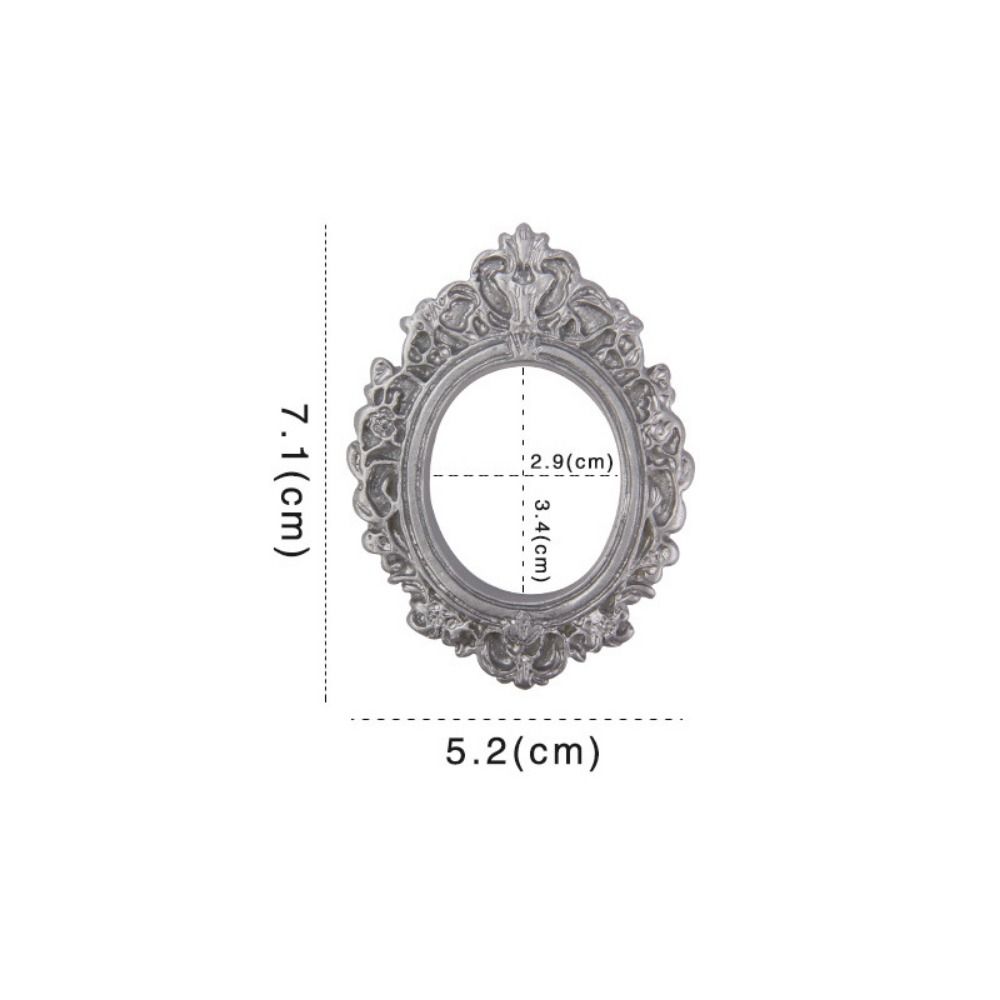 Durable DIY Resin Photo Frame Rustic Miniature Mini Mirror Props 3D Mirror Small Model Phone Shell Material: Light Grey