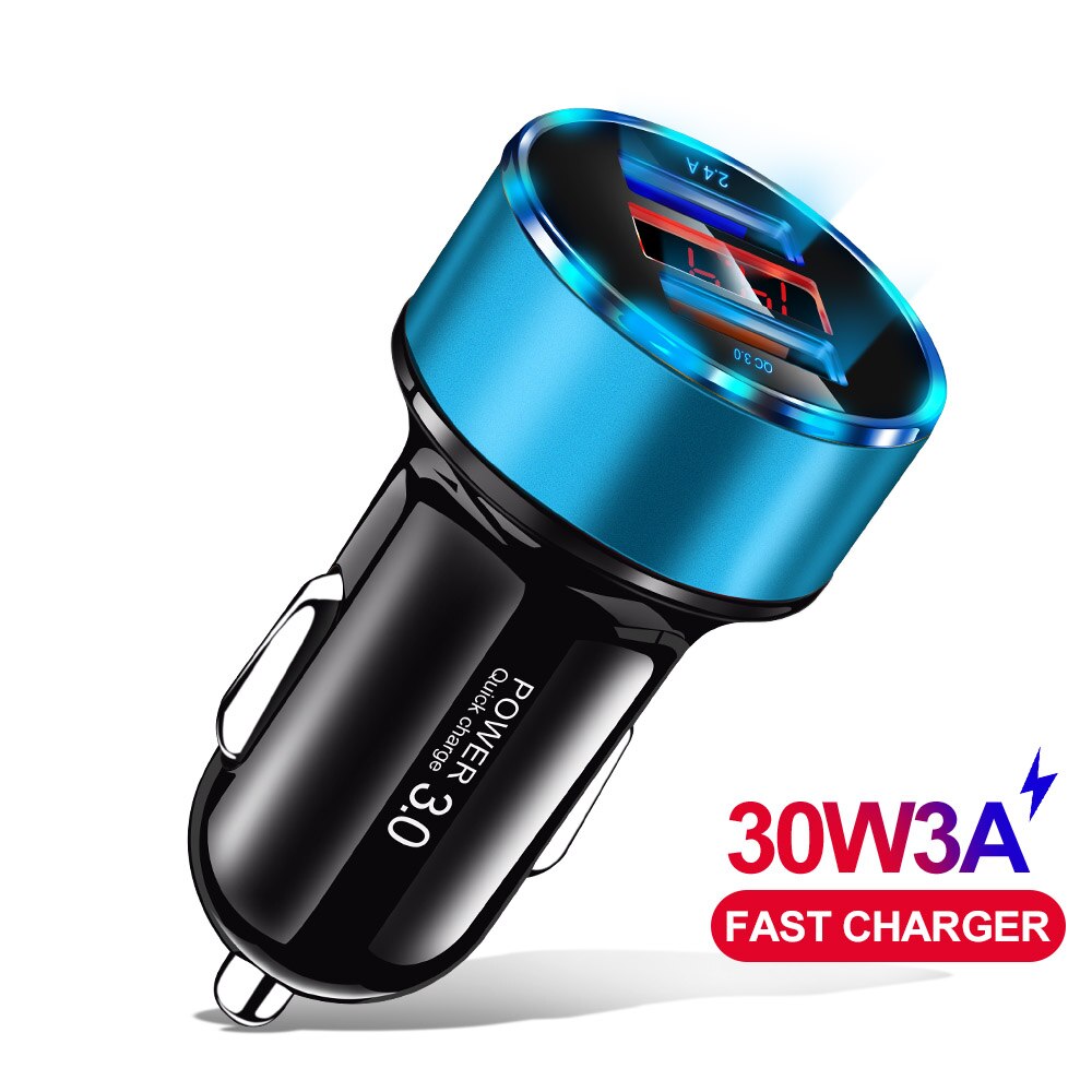 OLAF QC 3.0 Dual Fast Charger 5V 3.1A Car Charger For iPhone X Xr Samsung Galaxy Note 10 9 USB Car-Charger Phone Charge Adapter: Blue