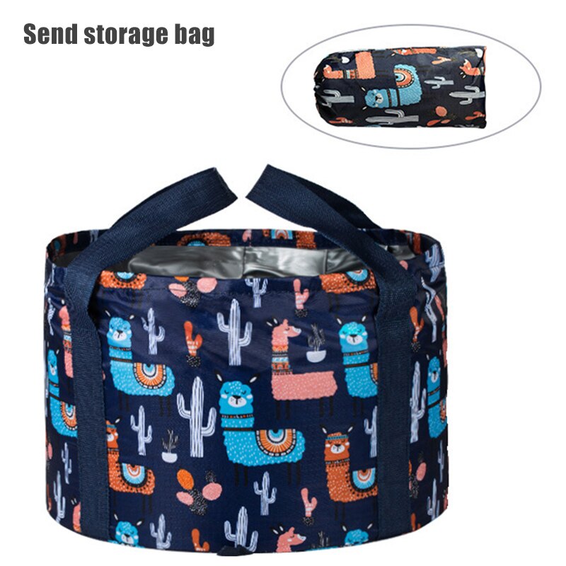 Seau pliable portable de voyage grande capacité seau pliable multifonction pour l'extérieur et la maison: Alpaga bleu marine