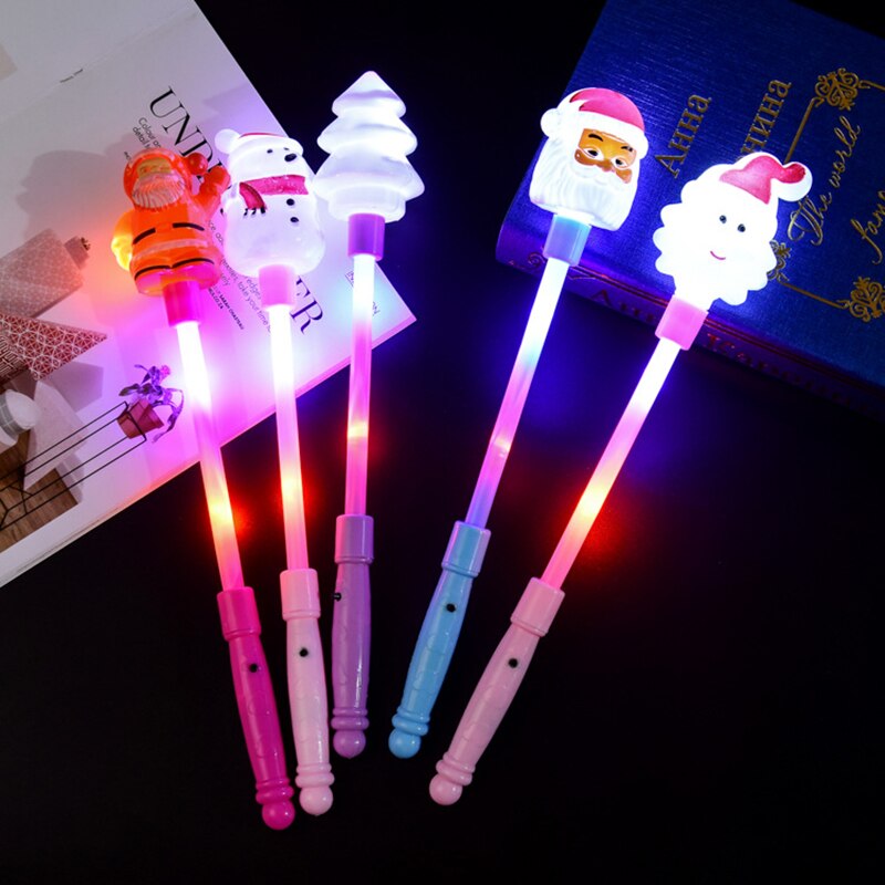 Novelty Christmas Tree Glitter Stick Toy Santa Snowman Kids Colorful Lights Flash Sticks Glowing Luminous Toys for Children