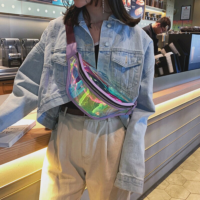 Mode Fanny Pack Belt Bum Bag Clear Transparante Punk Holografische Taille Pack Voor Vrouwen