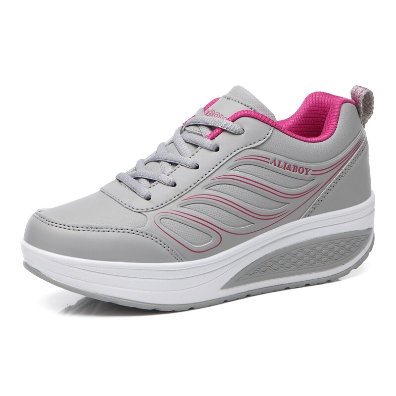 Hoogte Toenemende 5Cm Vrouwen Schoenen Wit Platform Wedge Sneakers Dames Thice Zool Schoenen Swing Toning Schoenen Vrouw Fitness Schoenen: gray size 35-40 / 4.5