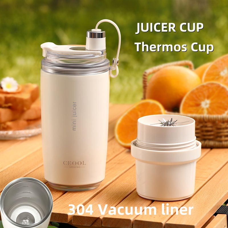 exprimidor portátil de 350ML, termo, botella, mezclador de hielo, carga USB, aislamiento 304, licuadora de 26 hojas, máquina exprimidora de frutas frescas