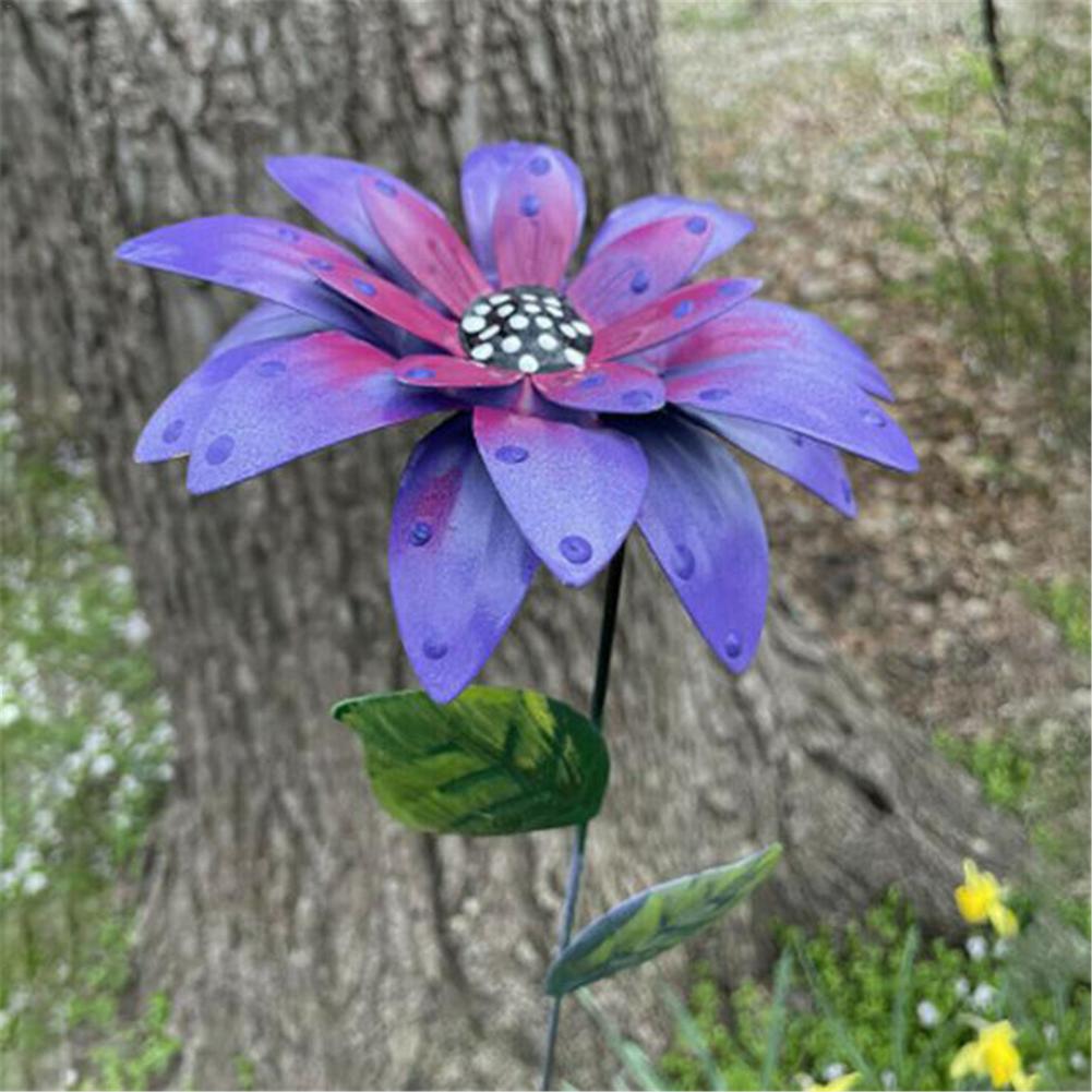 Outdoor Artificial Metal Flower Decor Garden Lawn Simulation Flower Flower Pot Terrace Metal Art Crafts Garden Decor Stakes