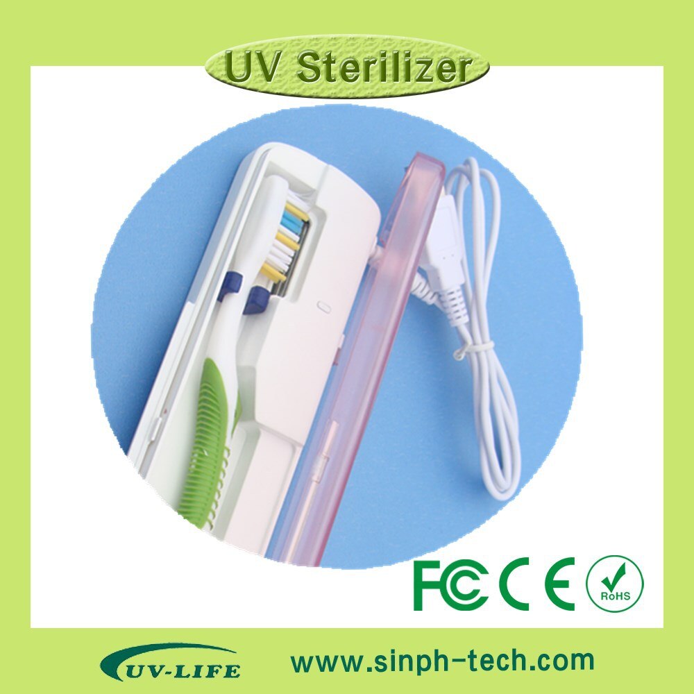 Portable travel toothbrush box UV-C light toothbrush sanitizer