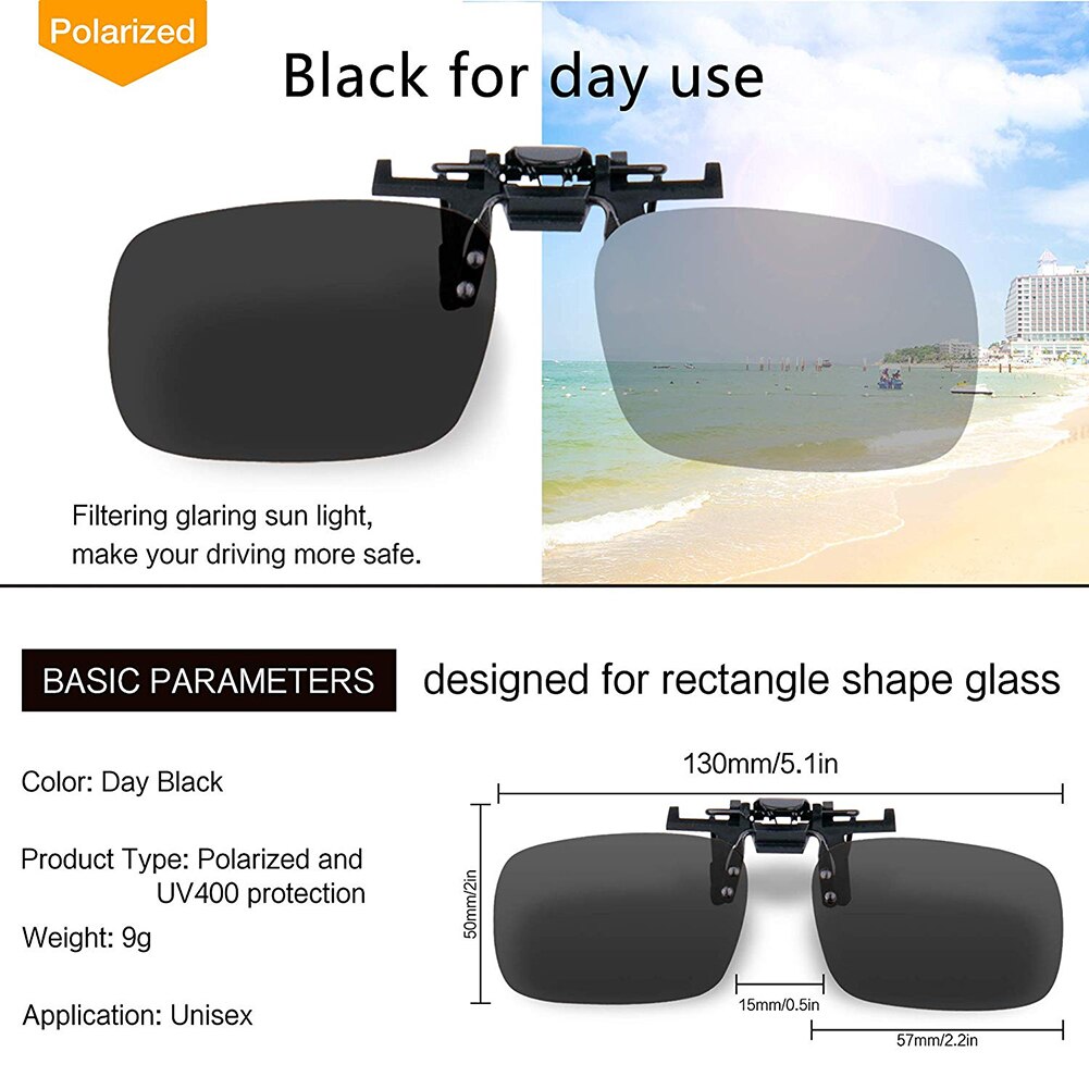 2 stuks outdoor zonnebrillen met clip-on gepolariseerde zonnebrillen voor het autorijden, grijze clip-zonnebrillen, gratis merk