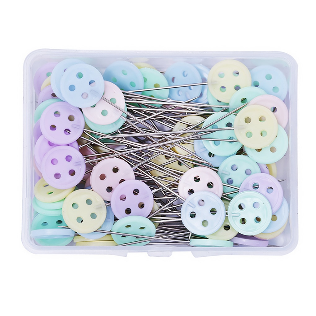 Alfileres de cabeza plana de plástico, agujas de coser de colores variados, DIY, 100 Uds.: 05