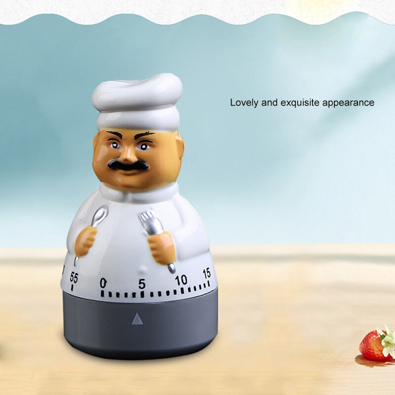 Grappige Chef Keuken Timer Plastic Mechanische 60 Minuten Koken Tellen Countdown Alarm Bell Slaap Stopwatch Klok
