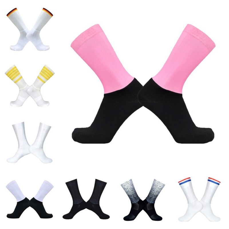 Calcetines antideslizantes de silicona de verano transpirables para ciclismo, calcetines deportivos de fútbol para hombre, calcetines para correr en bicicleta