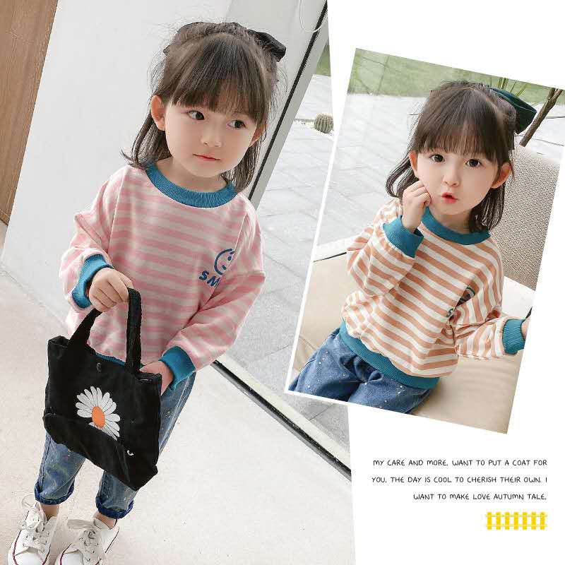 Kinderkleding Herfst Producten Kinderen Koreaanse Casual Gestreepte Trui Western-Stijl Meisjes Modieuze Alle-wedstrijd