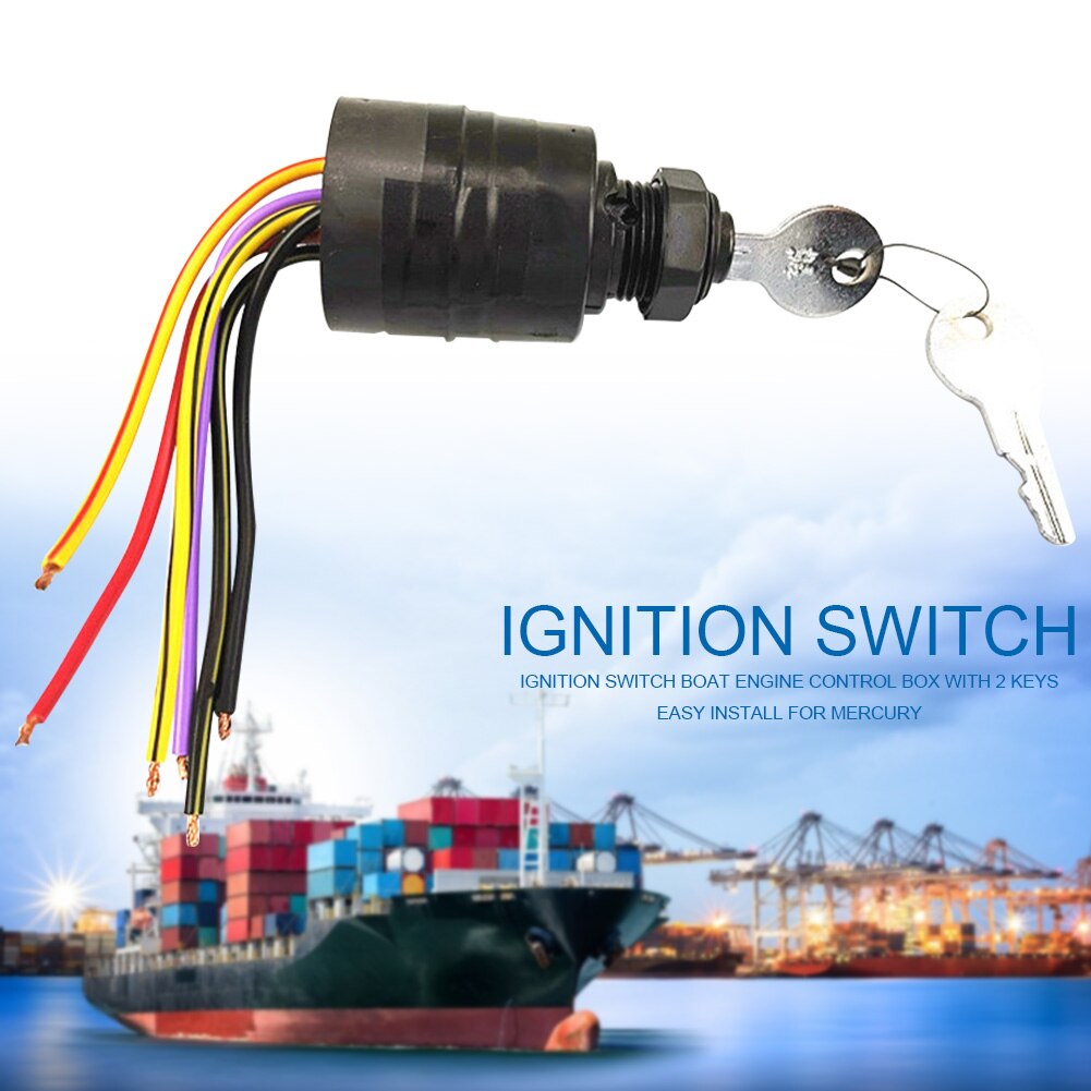 With 2 Keys Ignition Switch Outboard Motor Boat Engine 3 Position 6 Wire Replacement Parts Safety