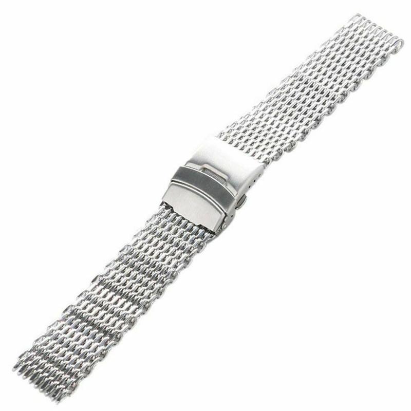 18/20/22/24mm Steel Dive Shark Mesh for Milanese Watch Bracelet Strap Band Weaving Double Snap Strap
