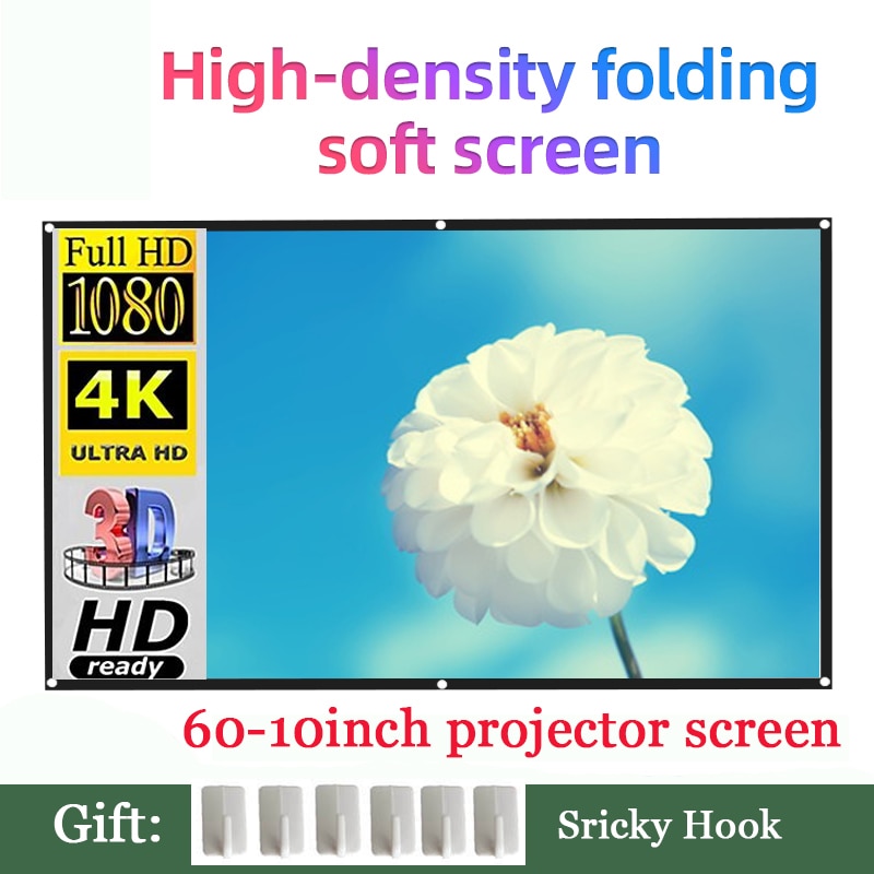 100inch 60inch Portable Projection Screen 16:9 Thin Transparent Polyester Cloth Projection Screen For Home Outdoor Theater