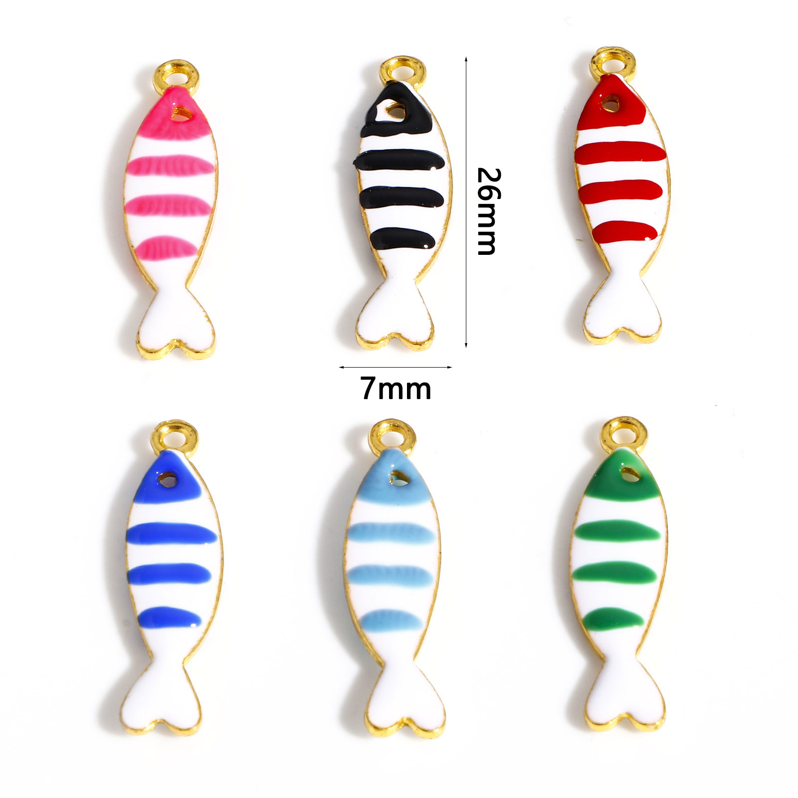 Dijes de pez de aleación de doble cara esmaltados, lentejuelas, peces, colgantes para pendientes Diy, collar, hallazgos para hacer joyas, 26x7mm, 5 piezas