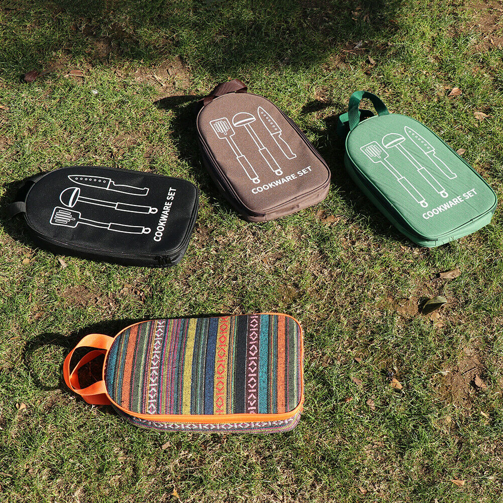 Camping Cookware Storage Bag Kitchen Cooking Utensil Organizer Portable BBQ Storage Bag Travel Tableware Storage Box Bag Pouch