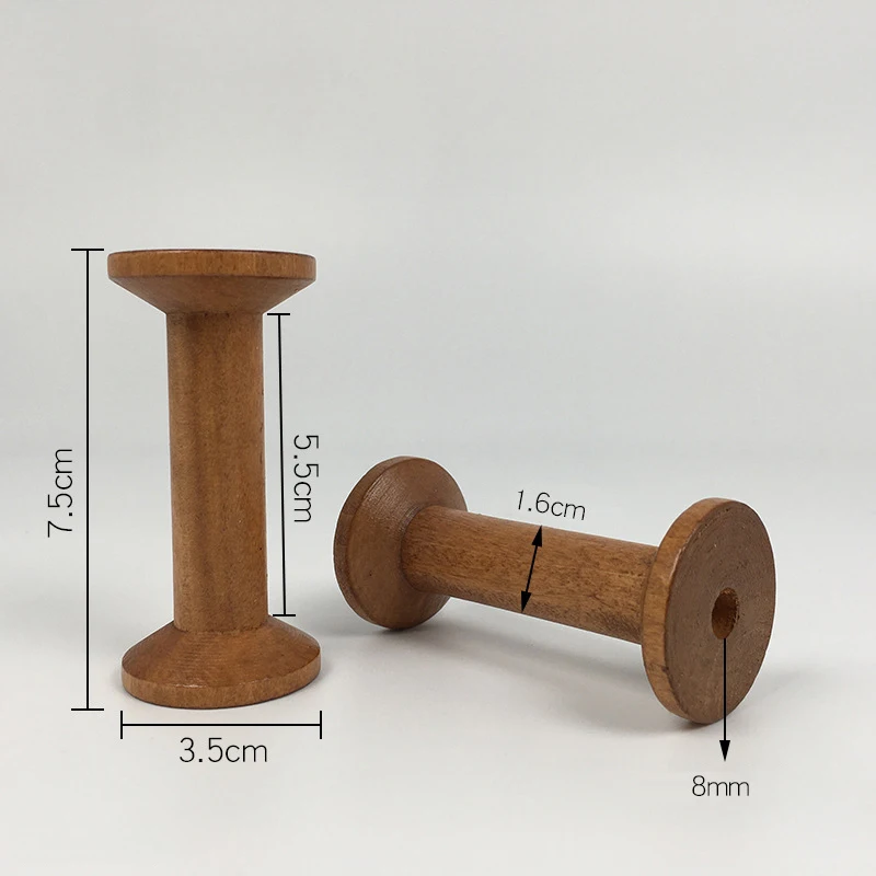 Vintage Wooden Spools DIY Reels Organizer for Sewing Ribbons Twine Wood Crafts Tools Thread Wire Spool Needlework Supplies: Dark Khaki