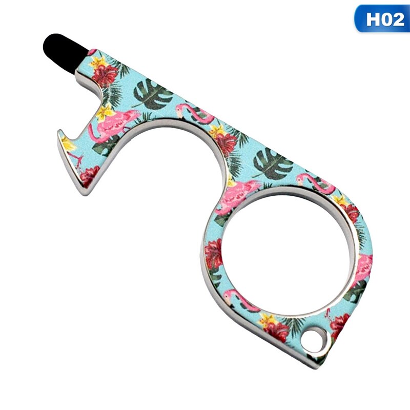 Portable Clean Key Door Opener Handheld Brass EDC Keychain No Touch Elevator Button Non-Contact Handheld Tool: H02