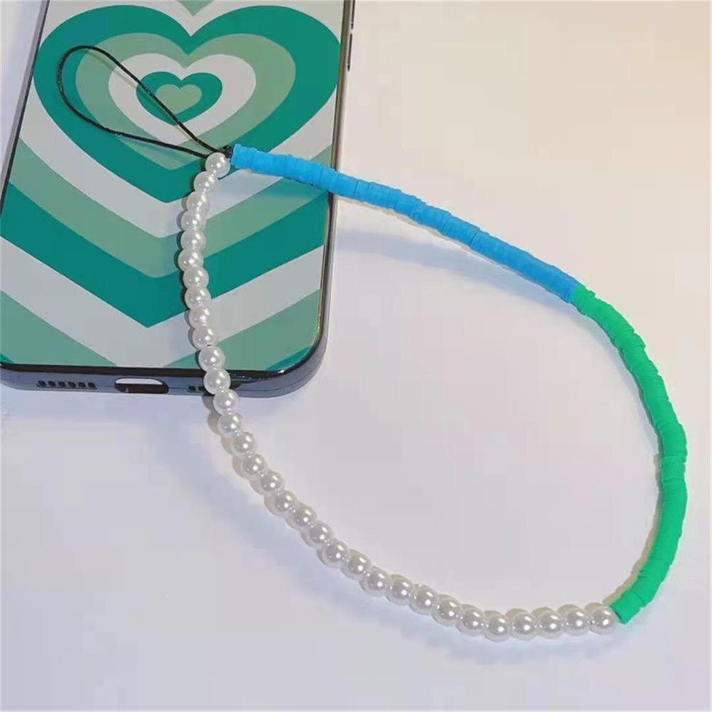 Trendy Pearl Clay Beads Mobile Phone Chains Anti-lost Handmade Lanyard Acrylic Charm Hanging Cord for Women Girls: 2