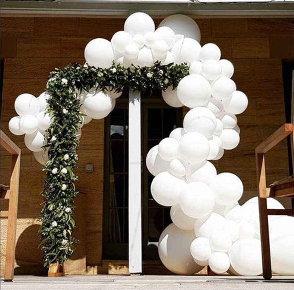 98 st vit latex ballong krans båge kit bröllopsfest leveranser födelsedag alla hjärtans dag dekoration