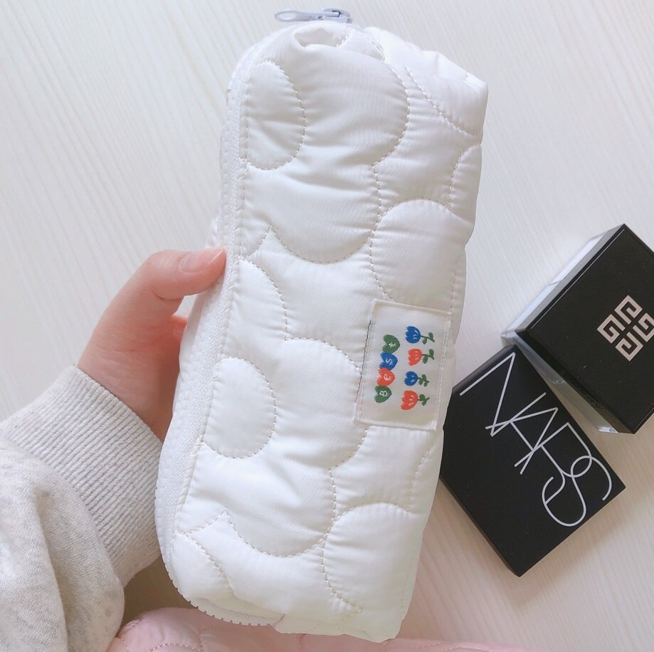 Ins Mini Leuke Make-Tassen Gewatteerde Potlood Pen Gevallen Voor Kantoor Meisjes Kleine Cosmetische Pouch Voor Vrouwen Organizer Voor borstels: White