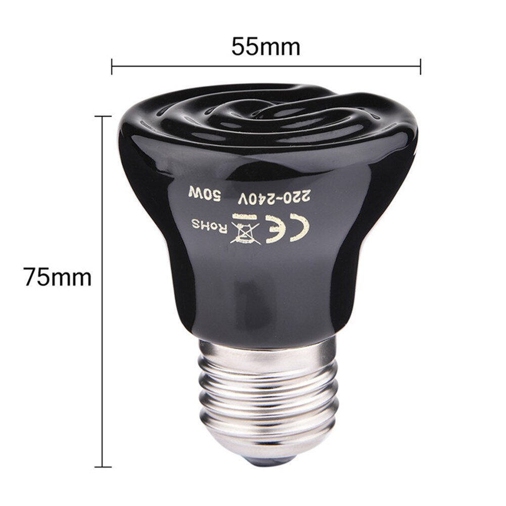 Lámpara de calefacción para mascotas E27, emisor de cerámica infrarroja negra, Bombilla de calor para mascotas, pollos, lámpara para reptiles de 25W, 50W, 75W, 100W, 220-240V