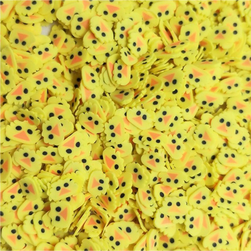 Arcilla polimérica en rodajas de pato amarillo para manualidades, accesorios para hacer Slime, decoración de uñas, 5mm, 50 g/lote