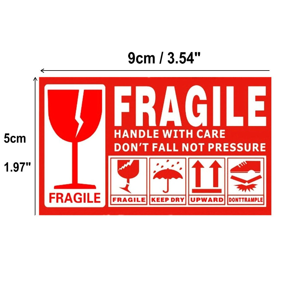 Fragile Warning Label Sticker 100pcs/lot 9x5cm Fragile Sticker Up and Handle With Care Keep Dry Express Label