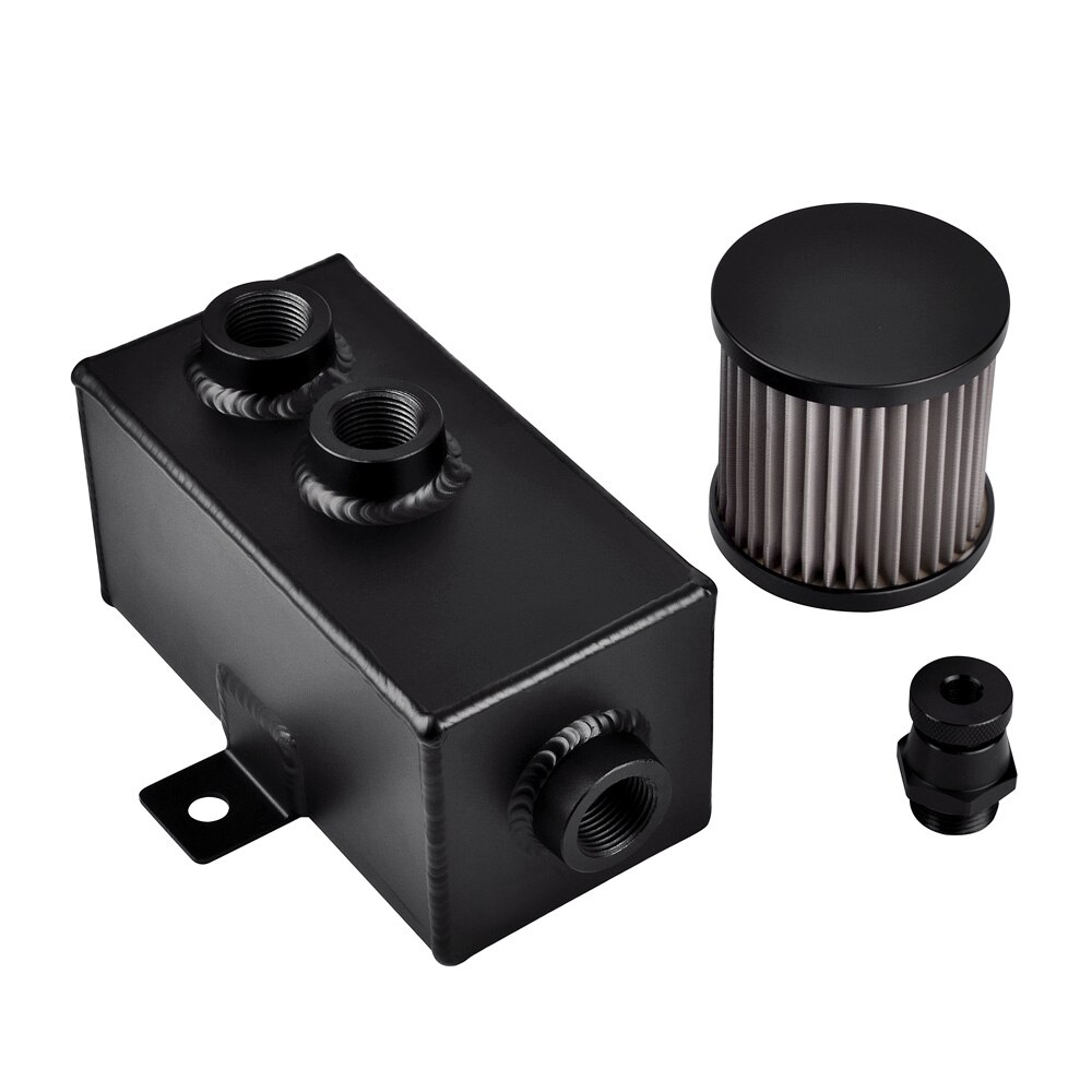 Réservoir de carburant en aluminium 1L | Voiture universelle, prise d'huile, bidon réservoir de carburant avec renflard et filtre robinet de vidange avec filtre à huile, raccord AN10