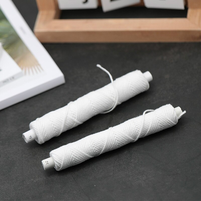 Herramientas para velas de aromaterapia, mechas de vela cilíndricas de hilo largo de algodón, compactas, sin humo, 30 metros