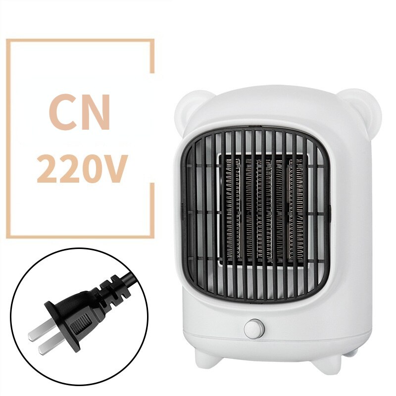 Wind Heizung Mini Erwärmung Fan Tragbare Haushalt Schlafzimmer 110V 220V 500W Überhitzung Schutz Elektrische Desktop Schnelle Luft heizung Fan: CN 220V WHITE