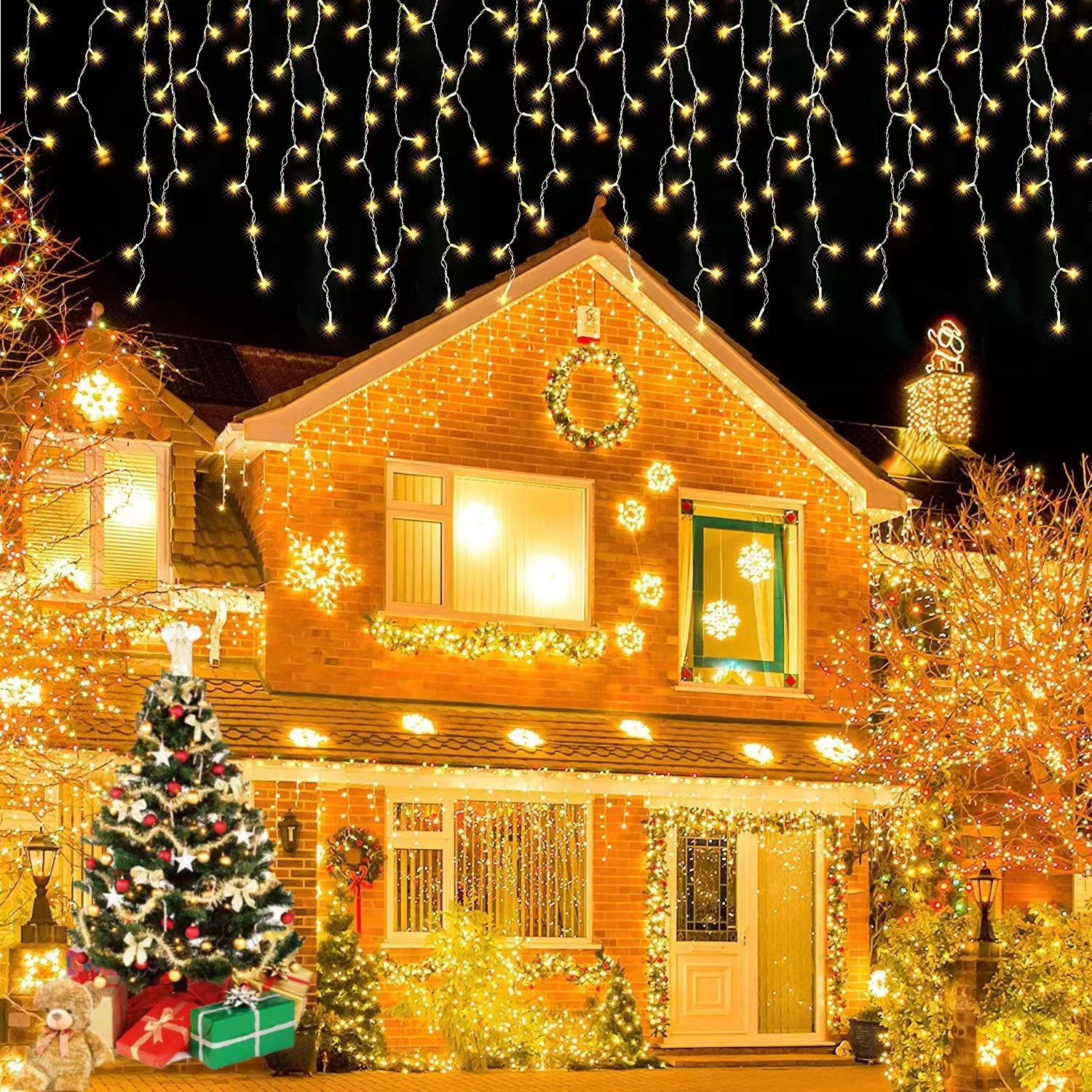Christmas Decoration 8-24M LED Curtain Icicle String Lights Droops 0.6M Garland for Wedding year