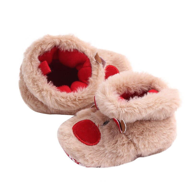 Baby Girls Boys Snow Boots Christmas little elk Soft Sole Anti-Slip Crib Shoes Winter Warm Cozy Bowknot Booties