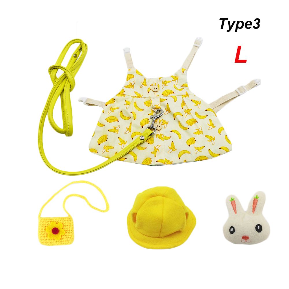 Small Animal Clothing Hamster Guinea Pig Clothes Pet Vest Hat Set Outdoor Rabbit Clothes Harness Strap Leash: Type3-L