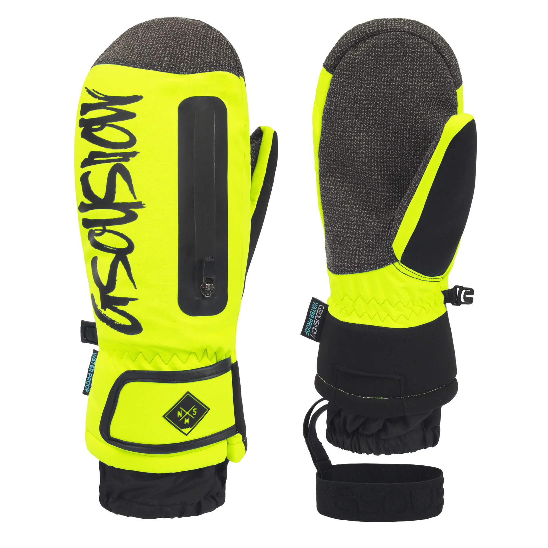 Ski Gloves Built-in Wrist Guard Snowboard Glove Men Women Waterproof Wear-resistant Camping Cycling Sports Mittens: Blue / S