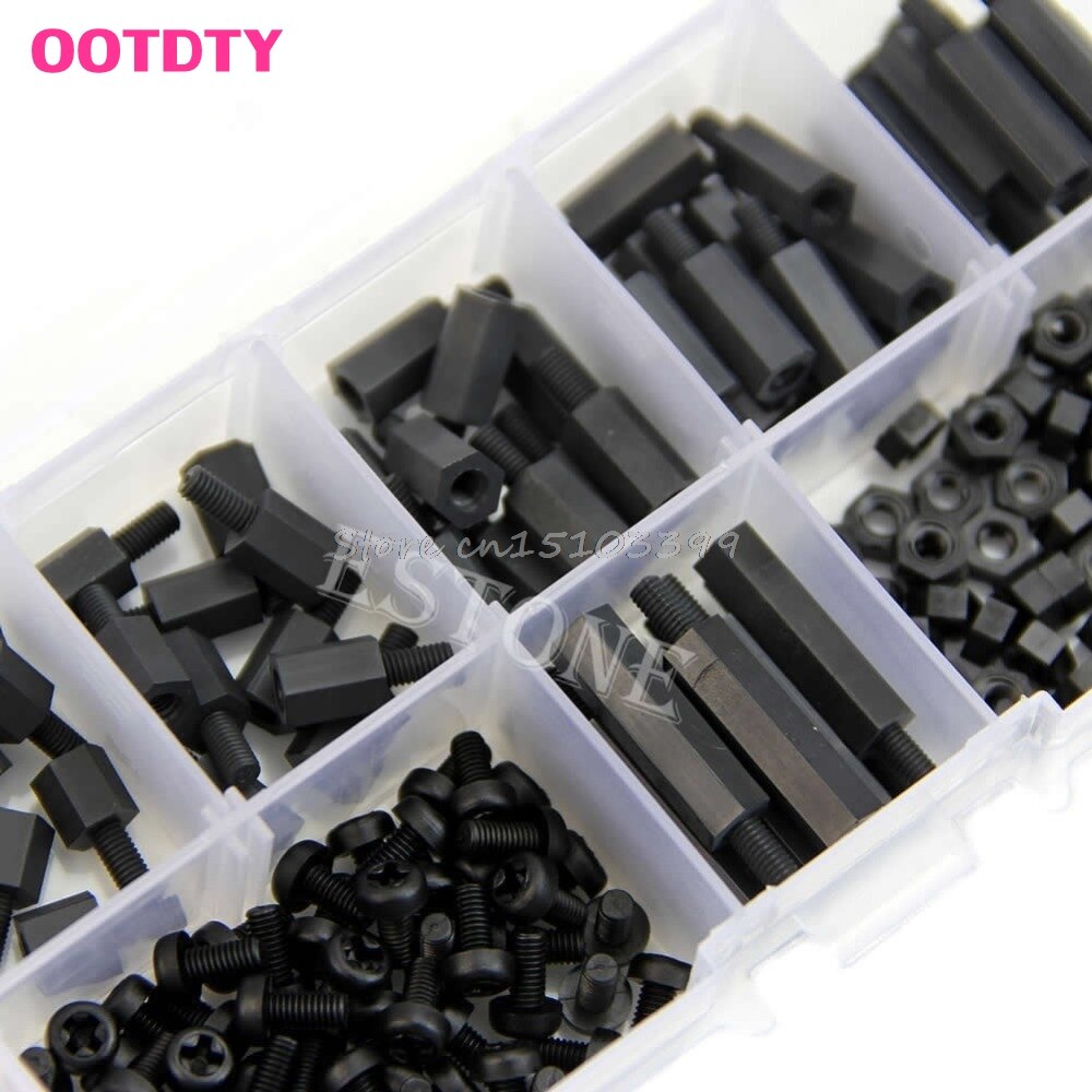 M3 Nylon Black Hex M-F Spacers/ Screws/ Nuts Assorted Kit, Standoff G08 Whosale&amp