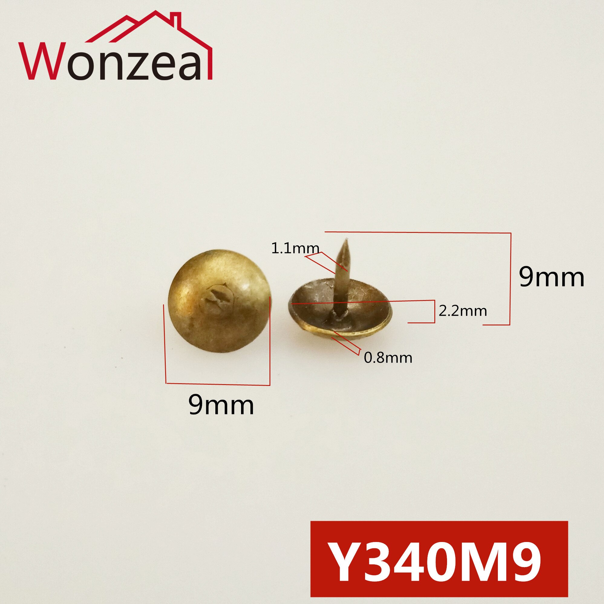 100pcs Small Antique Brass Bronze Upholstery Nail Jewelry Wine Case Box Sofa Decorative Tack Stud Pushpin Doornail Hardware: 9x9mm