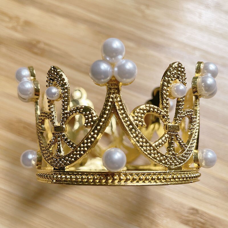 Pärla kristall krona mini krona kristall pärla topper tiara hår ornament prydnad prinsessa bröllop födelsedag baka tårta: 2