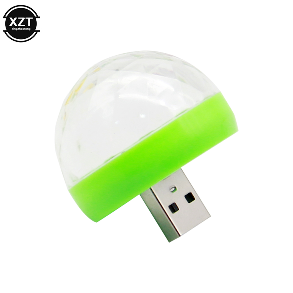 Luz de ambiente de coche controlado por voz por USB, lámpara de escenario para DJ, Bola de discoteca, para teléfono Android de Apple: Verde