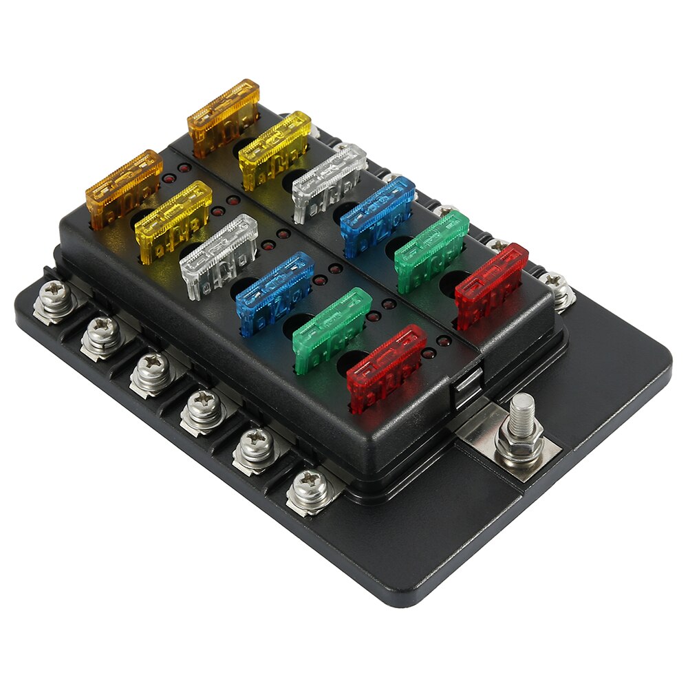 Bloc De Fusibles 12 Voies 12V Voiture Bateau - Boîte à Lames Avec Fusibles Inclus