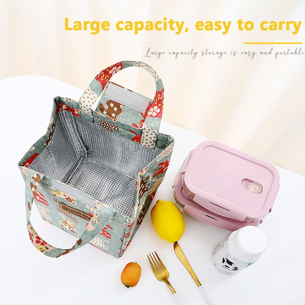 Lunch Bag Cute Multicolor Cooler Bags Women Waterproof Hand Pack Thermal Breakfast Box Portable Picnic Travel Food Bag