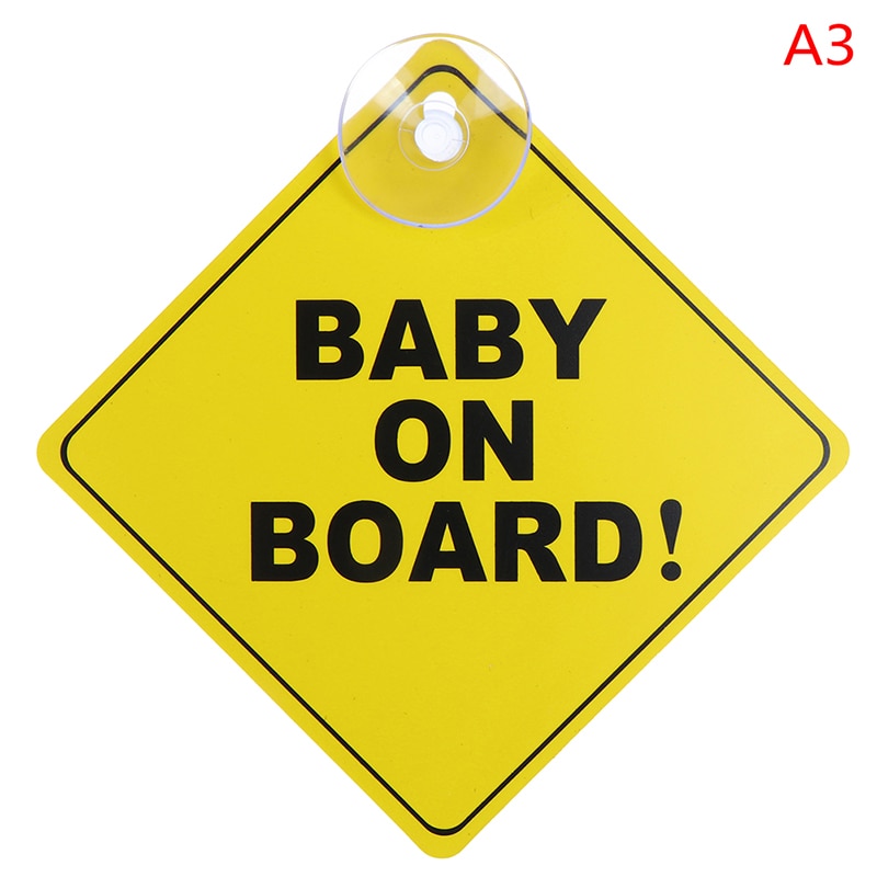 1Pc Baby Aan Boord Veiligheid Car Window Zuignap Geel Reflecterende Waarschuwing Teken 12Cm: Default Title